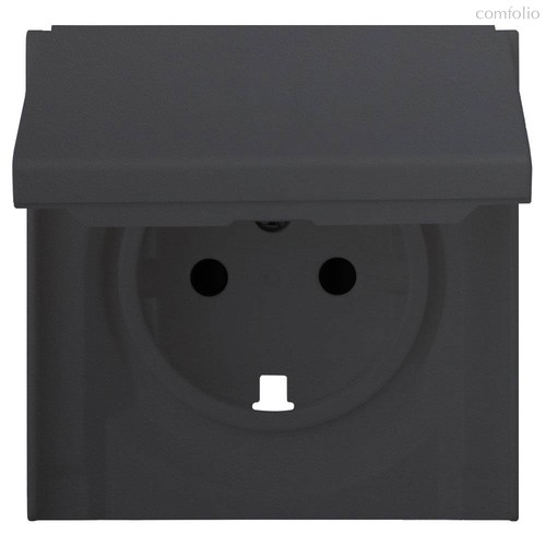 Лицевая панель для розетки 2к+з с крышкой 35634 MB, черный сатин - Rikett