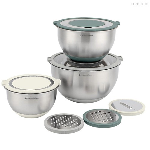 Набор стальных мисок Balance с крышками и терками, 1,5 л/3 л/ 5 л - Smart Solutions