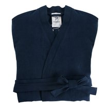 Халат из умягченного льна темно-синего цвета Essential, размер S - Tkano