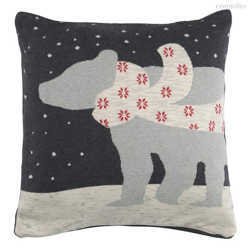 Чехол на подушку вязаный с новогодним рисунком Polar bear из коллекции New Year Essential, 45х45 см, 45x45 - Tkano