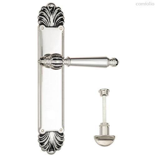 Дверная ручка Venezia Pellestrina WC-2 на планке PL87 натуральное серебро + черный - Venezia Collezione