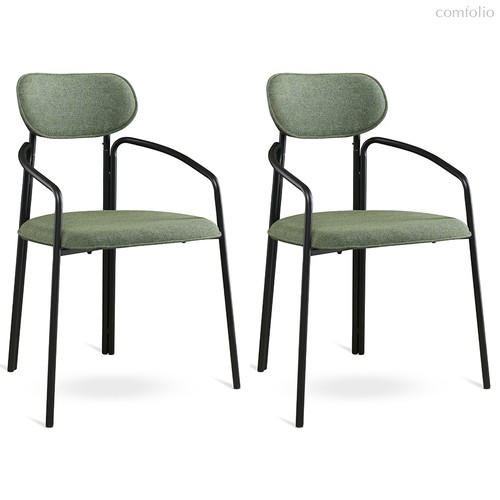 Набор из 2 стульев Ror, Round, рогожка, черный/зеленый - Latitude