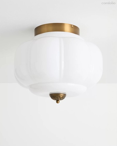 Золотистый светильник Элаиза с белым плафоном, цвет белый - Louvre Home