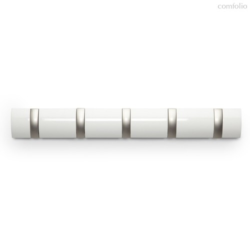 Вешалка настенная горизонтальная Flip 5 крючков белая - Umbra