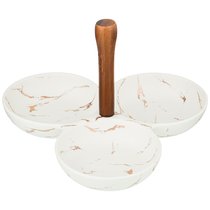 Менажница с Деревянной Ручкой Коллекция Золотой Мрамор Цвет: White 23,5x23,5x16,5 см