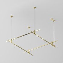 Готовая конструкция квадратная двухуровневая на тросовых подвесах Hang без светильников и блока питания, латунь - Maytoni