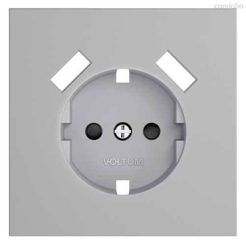 Накладка для розетки с заземлением и защитными шторками, с USB A+A, S70 серый - Voltum