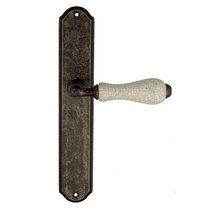 Дверная ручка Venezia Colosseo белая керамика паутинка на планке PL02 античное серебро - Venezia Collezione