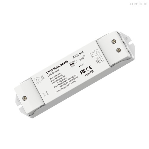 RF контроллер , напряжение питания 12-48V DC, 1х10А, выходная мощность 1×(180-480)W, Push-Dim, - Donel
