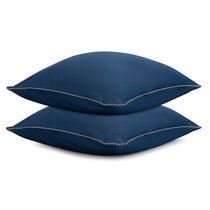 Набор из двух наволочек темно-синего цвета с контрастным кантом из коллекции Essential, 70х70 см - Tkano