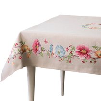 Скатерть Mix&Match Home Магнолия 140х240 см, гобелен, бежевая - Mix&Match