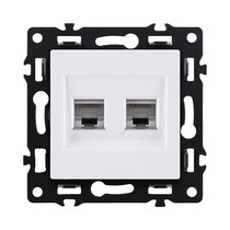Розетка двойная Ethernet RJ45 Cat.6, белый Kollinger Asthetik AS-018WH - Kollinger
