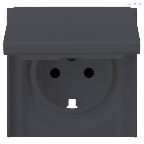 Лицевая панель для розетки 2к+з с крышкой 35634 BT, базальт - Rikett