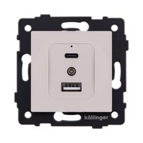 Розетка USB A+C 20W, кашемир матовый Kollinger REA-037CM для Aspekt, Eleganz, Reflex - Kollinger