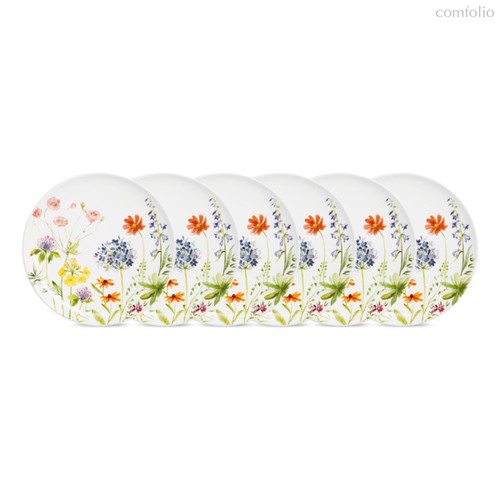 Набор тарелок обеденных Decor de table Полевые цветы 27 см, 6 шт, керамика, белый - Decor De Table