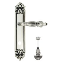 Дверная ручка Venezia Olimpo WC-4 на планке PL96 натуральное серебро + черный - Venezia Collezione