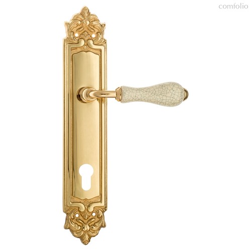 Дверная ручка Venezia Colosseo белая керамика паутинка CYL на планке PL96 полированная латунь - Venezia Collezione