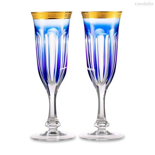 Набор фужеров для шампанского Moser Леди Гамильтон 140 мл, 2 шт, голубой, п/к - Moser
