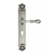 Дверная ручка Venezia Monte Cristo CYL на планке PL97 натуральное серебро + черный - Venezia Collezione