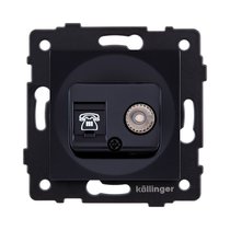 Розетка двойная TV (мама) + телефонная розетка RJ11, черный Kollinger REA-013BK для Aspekt, Eleganz, Reflex - Kollinger