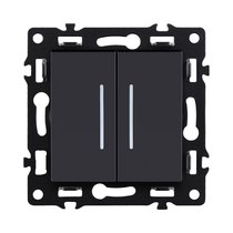 Выключатель 2-клавишный 10А/250В с LED подсветкой, черный Kollinger Asthetik AS-010BK - Kollinger