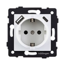 Розетка штепсельная SCHUKO 16A/250 В с USB A+C 20W, белый Kollinger REA-004WH для Aspekt, Eleganz, Reflex - Kollinger