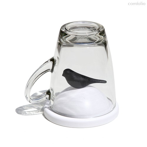 Чашка с крышкой Sparrow, белая/черная - Qualy