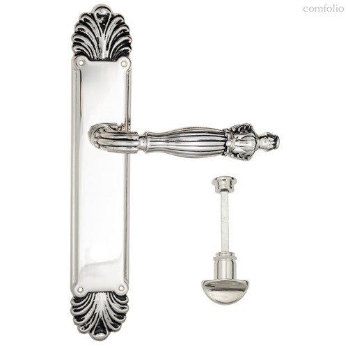 Дверная ручка Venezia Olimpo WC-2 на планке PL87 натуральное серебро + черный - Venezia Collezione