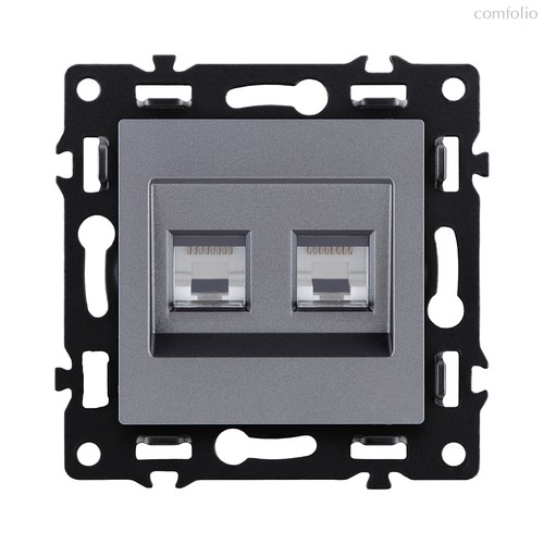 Розетка двойная Ethernet RJ45 Cat.6, серый Kollinger Asthetik AS-018GY - Kollinger