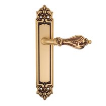 Дверная ручка Venezia Florence на планке PL96 французское золото + коричневый