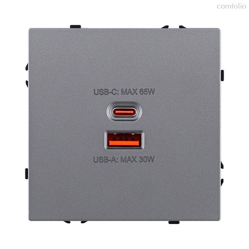 Розетка USB A+C 65W, серый Kollinger Eclipse EC-024GY - Kollinger