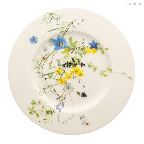 Тарелка десертная с бортом Rosenthal Альпийские цветы 19 см, фарфор костяной, 19 см - Rosenthal
