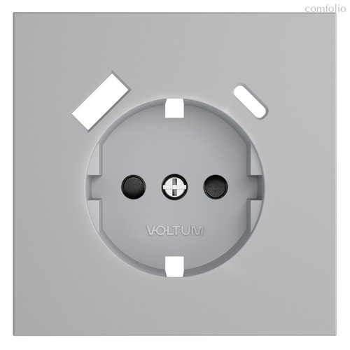 Накладка для розетки с заземлением и защитными шторками, с USB A+C, S70 серый - Voltum