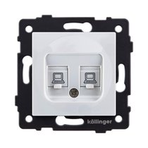 Розетка двойная Ethernet RJ45 Cat.6, белый Kollinger REA-019WH для Aspekt, Eleganz, Reflex - Kollinger