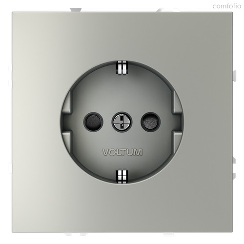Розетка встраиваемая VOLTUM S70 с заземлением и защитными шторками, 16А, (сталь) - Voltum