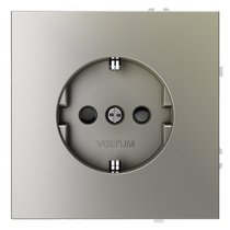 Розетка встраиваемая VOLTUM S70 с заземлением и защитными шторками, 16А, (шелк) - Voltum