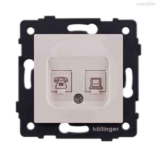 Розетка двойная RJ11 + RJ45 Cat.6, кашемир матовый Kollinger REA-011CM для Aspekt, Eleganz, Reflex - Kollinger