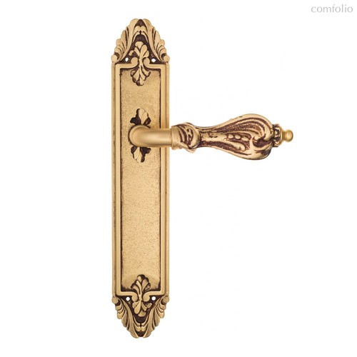 Дверная ручка Venezia Florence на планке PL90 французское золото + коричневый - Venezia Collezione