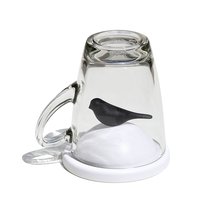 Чашка с крышкой Sparrow, белая с черным - Qualy