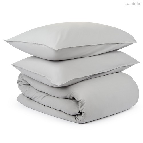 Комплект постельного белья полутораспальный серого цвета из органического стираного хлопка из коллекции Essential - Tkano