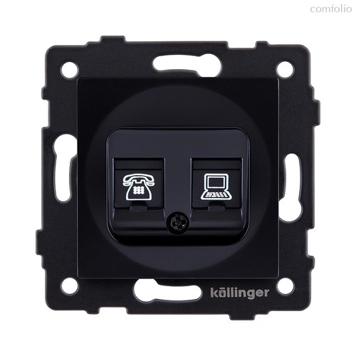 Розетка двойная RJ11 + RJ45 Cat.6, черный Kollinger REA-011BK для Aspekt, Eleganz, Reflex - Kollinger
