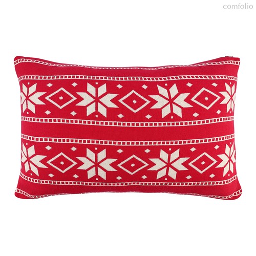 Подушка вязаная с новогодним рисунком Frostwork из коллекции New Year Essential, 40x60 см - Tkano