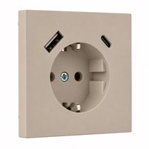 Розетки и выключатели: Розетка с з/к 16А 250В, с устройством зарядным USB (A+C) 3,4А, кремовая матовая, Superior - Kanlux
