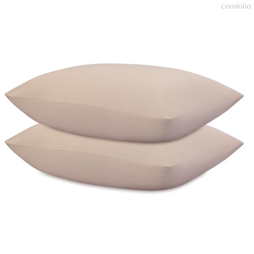 Набор наволочек из премиального сатина бежевого цвета из коллекции Essential, 50х70 см - Tkano