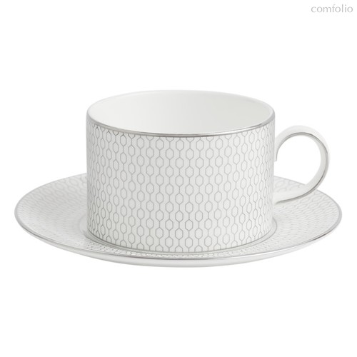 Чашка чайная с блюдцем Wedgwood Джио Платинум 220 мл, фарфор костяной - Wedgwood