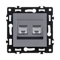 Розетка двойная Ethernet RJ45 Cat.6, серый Kollinger Asthetik AS-018GY - Kollinger