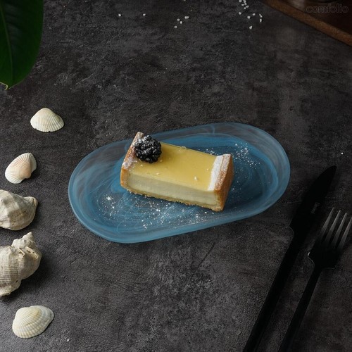 Блюдо овальное 21*11,5*2 см Blue Sunset матовое стекло P.L. Proff Cuisine - P.L. Proff Cuisine