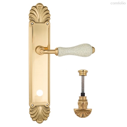 Дверная ручка Venezia Colosseo белая керамика паутинка WC-4 на планке PL87 полированная латунь - Venezia Collezione