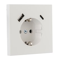 Розетки и выключатели: Розетка с з/к 16А 250В, с устройством зарядным USB (A+C) 3,4А, белая матовая, Superior - Kanlux
