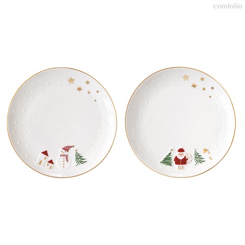 Набор десертных тарелок Let it snow, Santa & Snowman, ?16 см, 2 шт. - Easy life